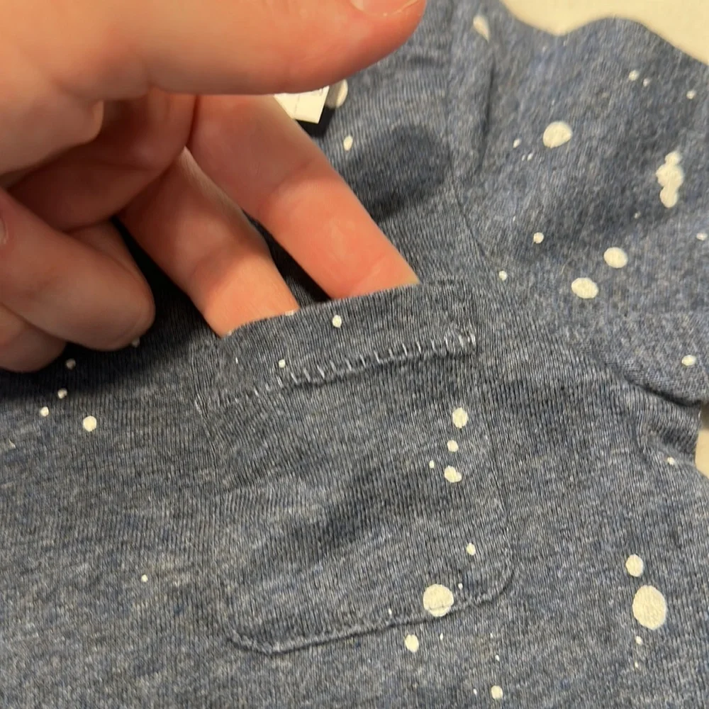 NWT Gap baby t-shirt heathered navy white paint splatter 12-18 month 💙🤍